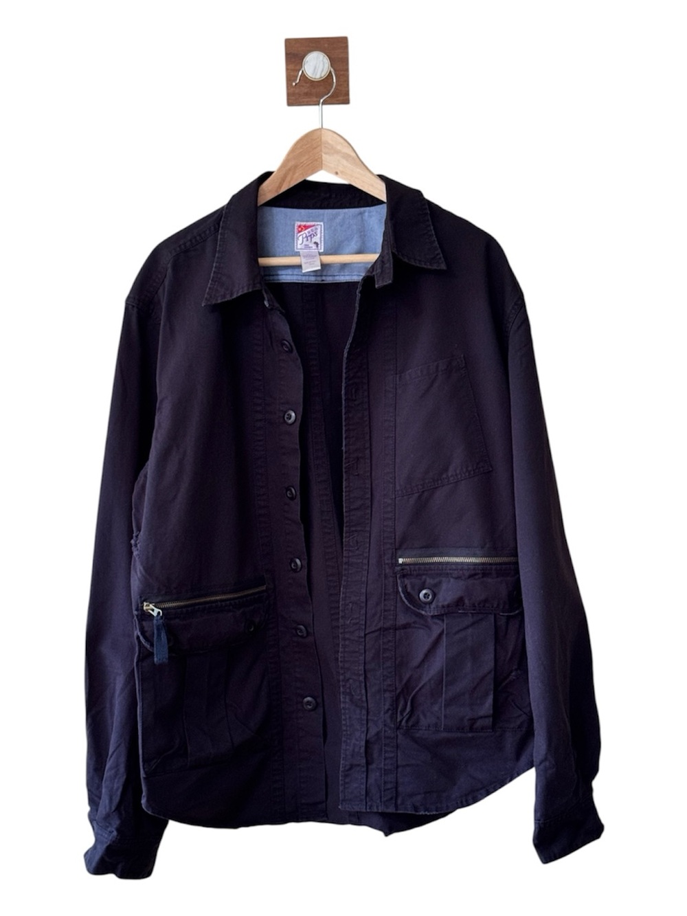 PRPS Goods & Co. Cotton Shirt Jacket Utility Pockets in Black Size XL